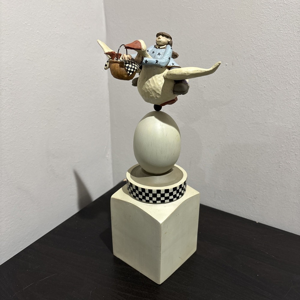 Williraye Studio 2001 Girl Flying on Goose w/Basket Finial WW1513 12" **READ